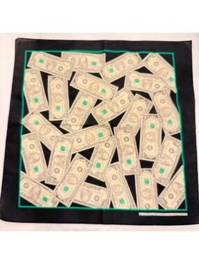 Vintage Springs Money Print Scarf 50% Cotton 50% Polyester Made in USA